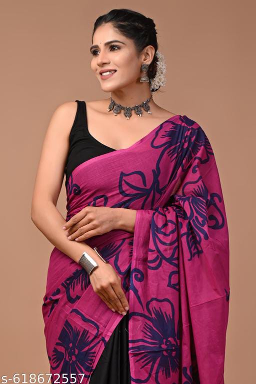 BAGRU PRINT MULMUL COTTON SAREE 92*80