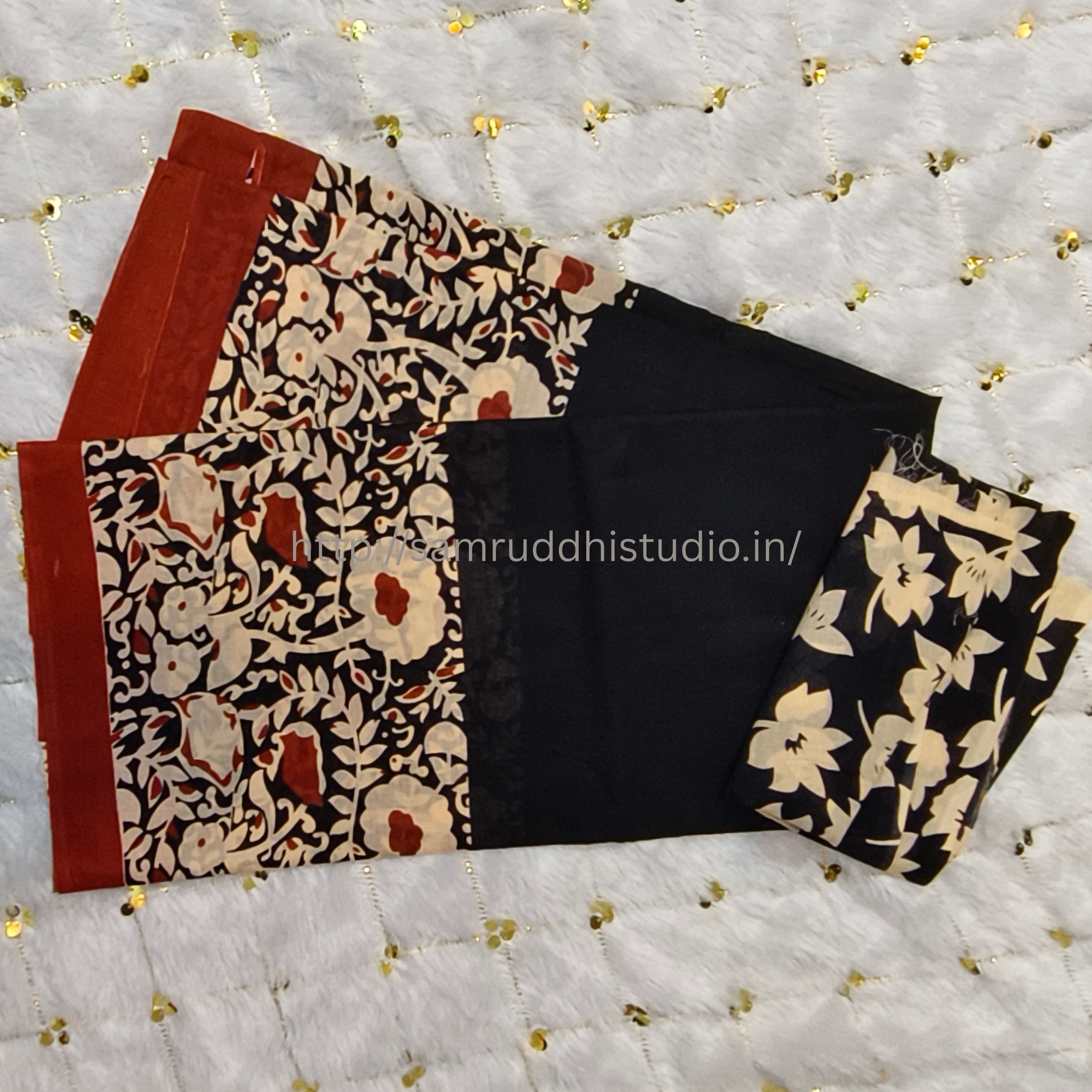 BAGRU PRINT MULMUL COTTON SAREE 92*80