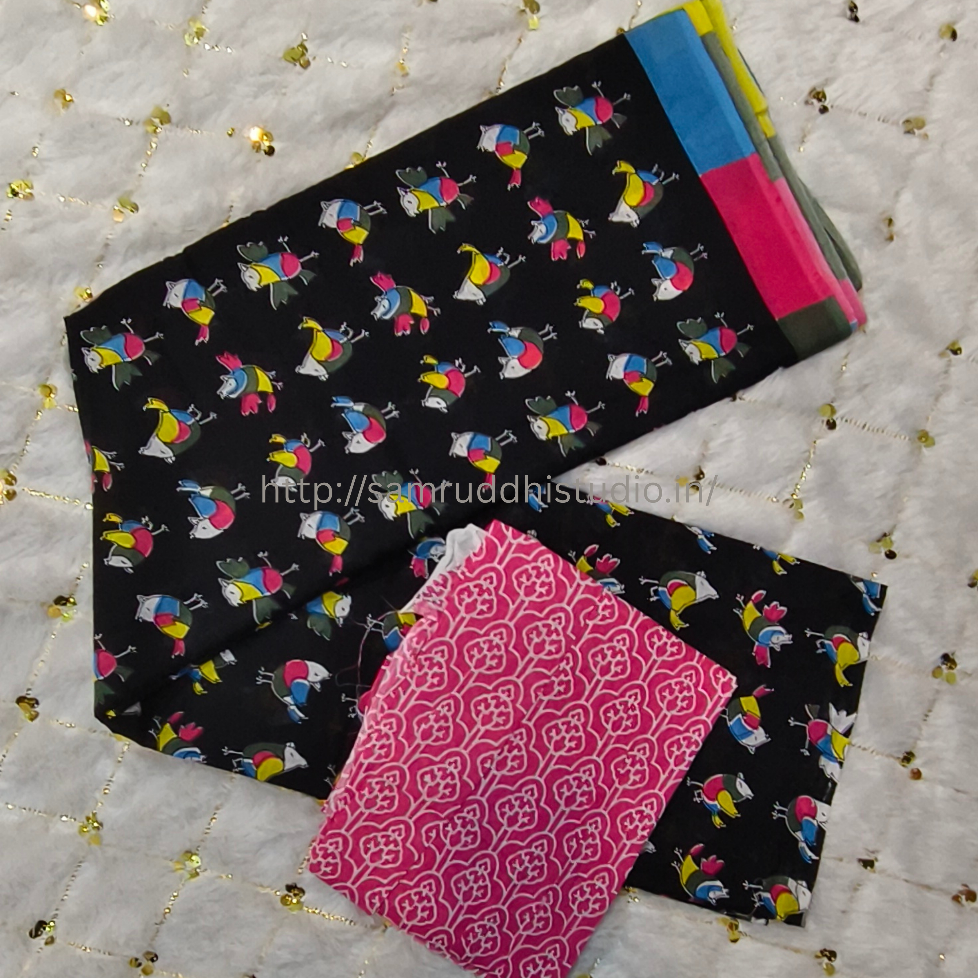 BAGRU PRINT MULMUL COTTON SAREE 92*80